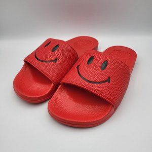 NEW Size 6Y / 7W Chinatown Market Smiley Slides in Red/Black